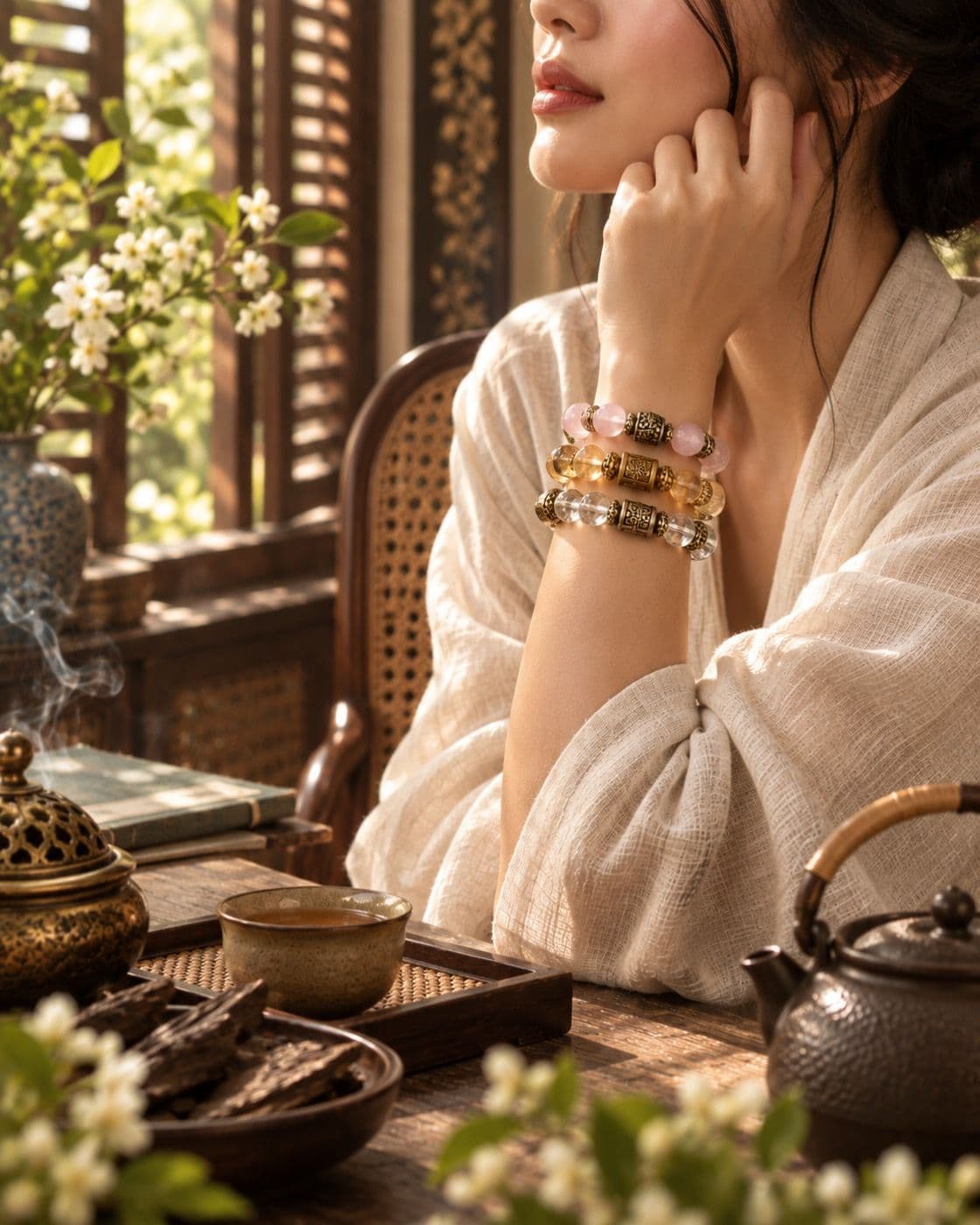 Vòng đôi trầm & thạch anh - ảnh 2