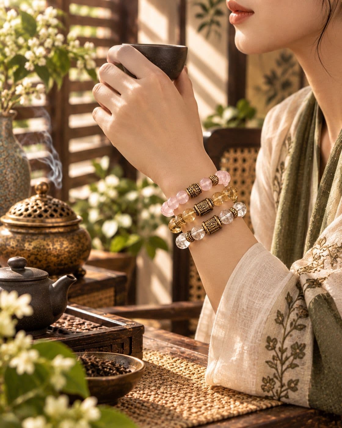 Thạch anh hồng phối thế nào cho không bị sến